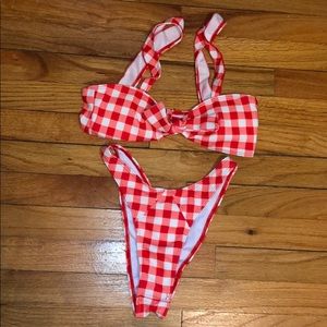 High rise red bikini